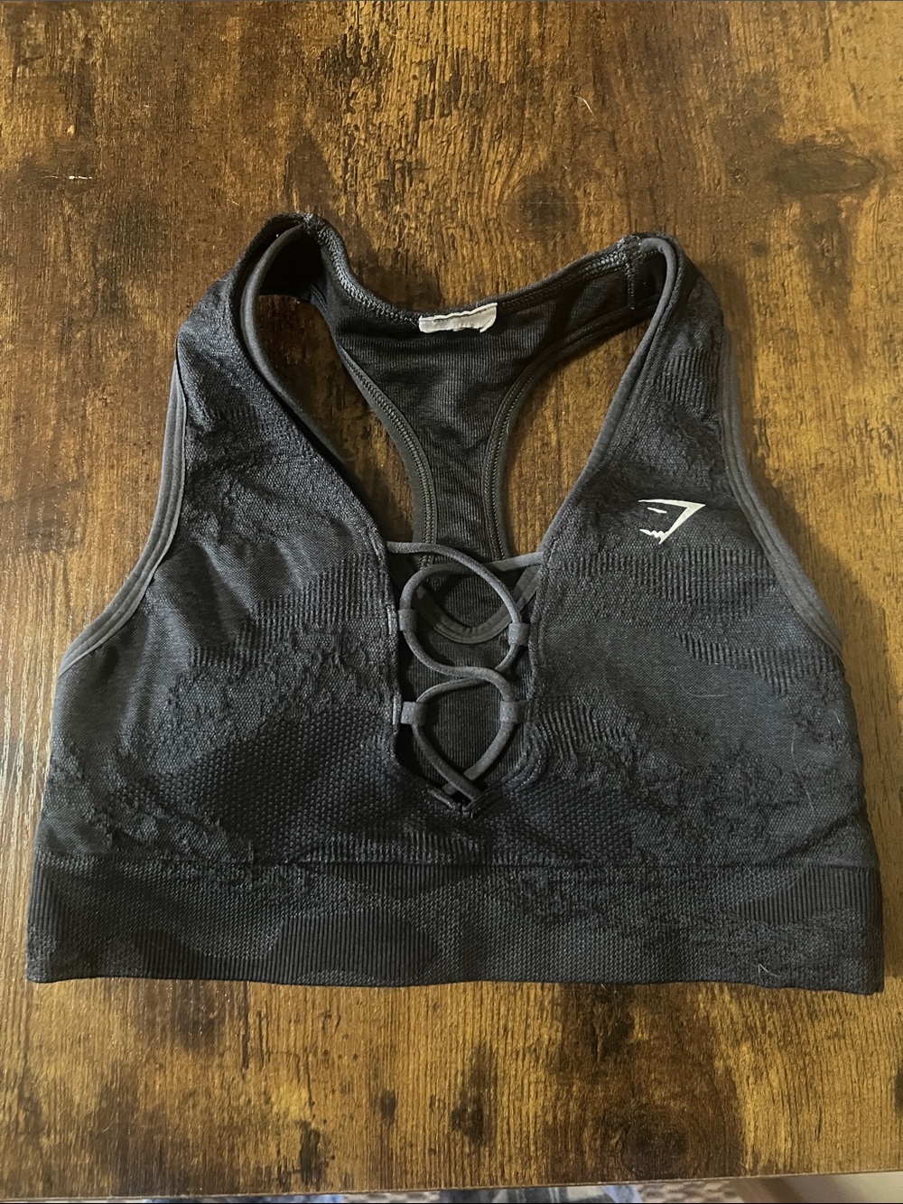 Gymshark Black Lace-Up Racerback Sports Bra